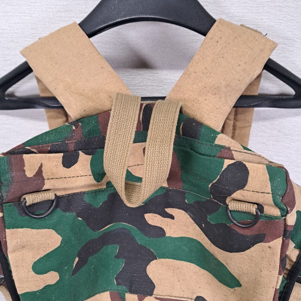 Woodland Camo Canvas Rucksack Backpack Vintage Scout Patch Gorpcore Daypack - Picture 4 of 10